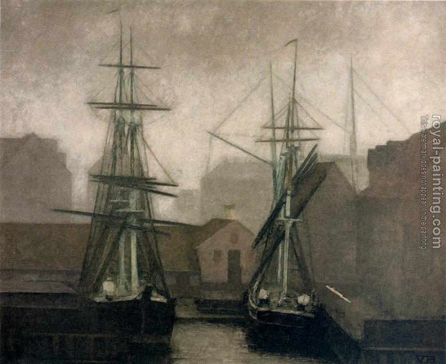 Vilhelm Hammershoi : View of the Greenland Trading Company Docke